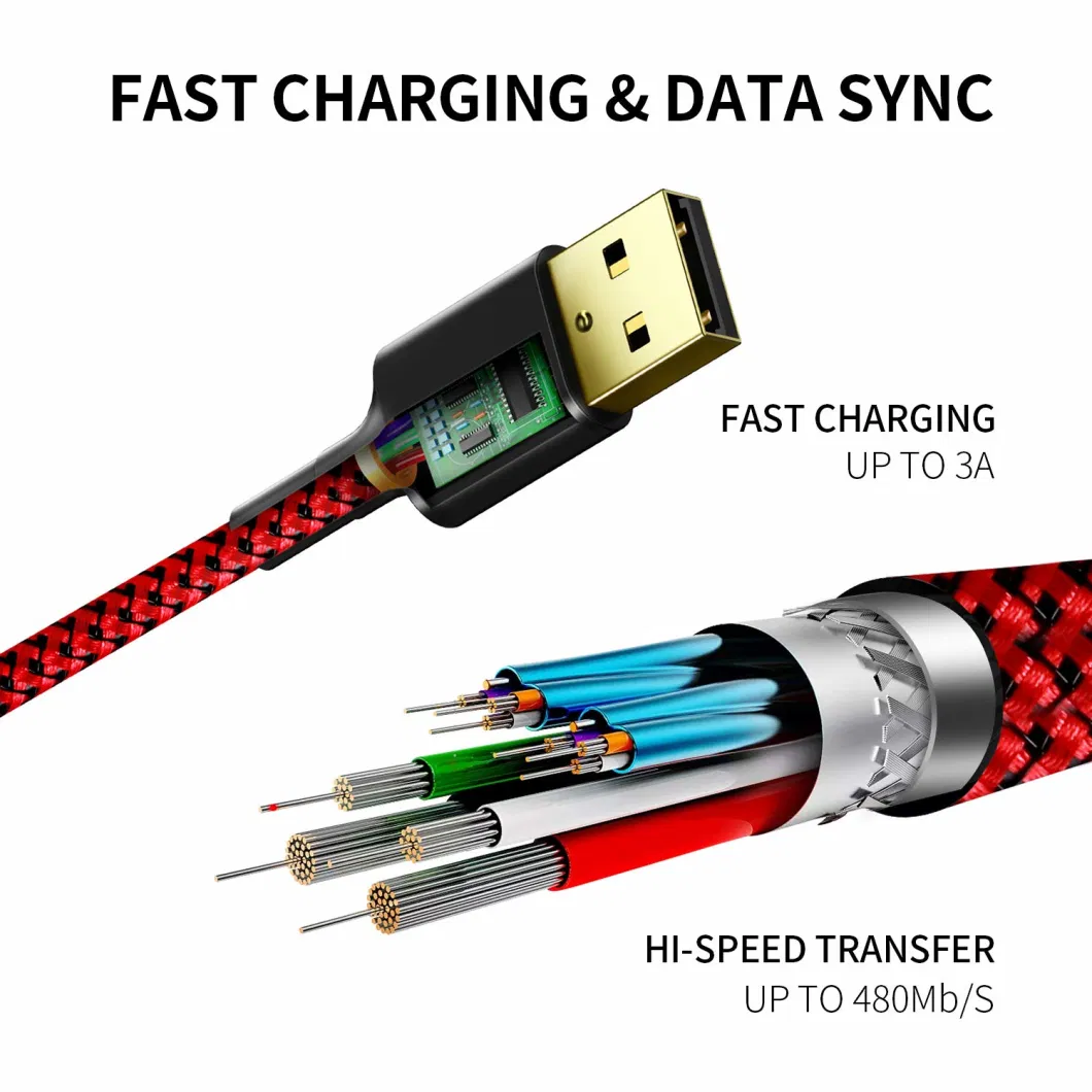 USB Cable Colorful Fast Charging Charger for Mobile Phone Sync Data