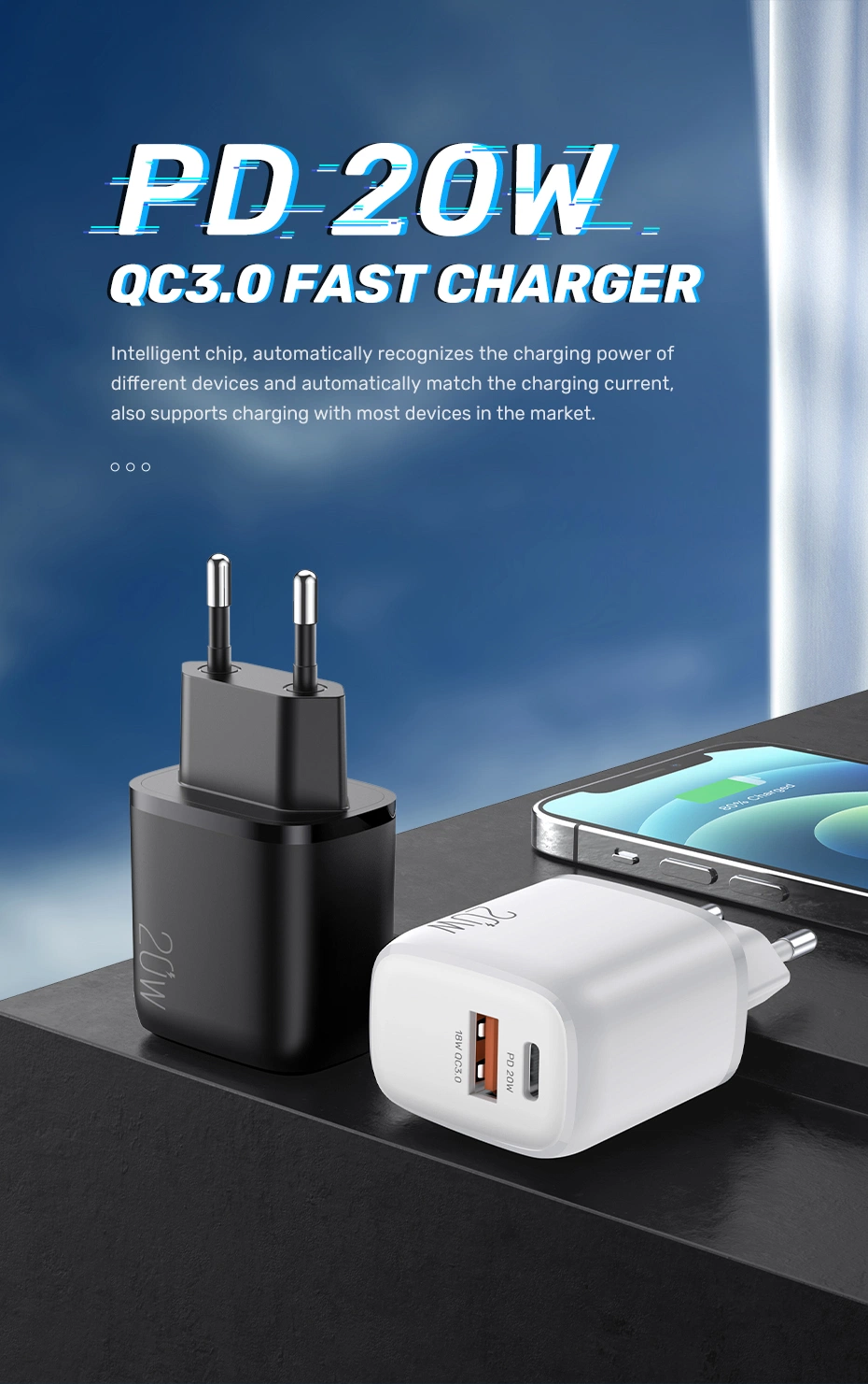 Apple Pd 20W Charger EU Us UK Wall Plug QC 3.0 USB C 20watt/18watt Wall Charger for Apple iPhone Fast Portable Phone Charger