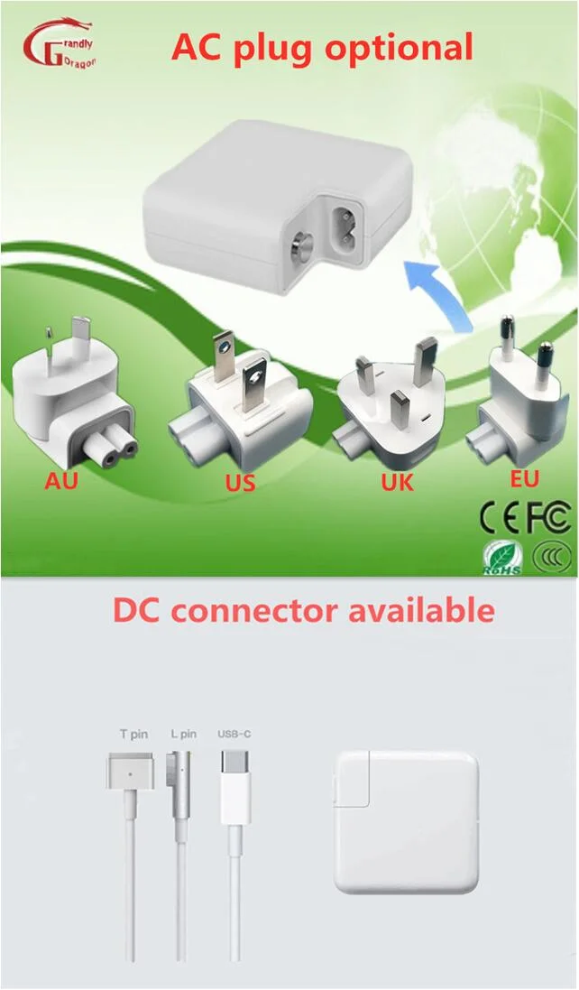 Factory USB C 61W Laptop Power Adapter EU Us UK Au Plug Pd3.0 QC3.0 1.8m DC Cable 30W 87W 96W Type C Pd Charger for Apple MacBook PRO Air