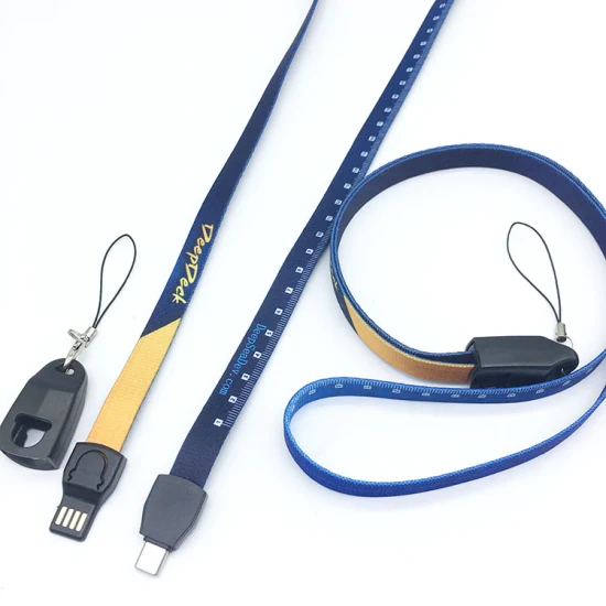 Preço de atacado nova promoção presente usb cordão pescoço cinta carregador cabo colhedores tipo c 3 in1 cabo de dados para telefone