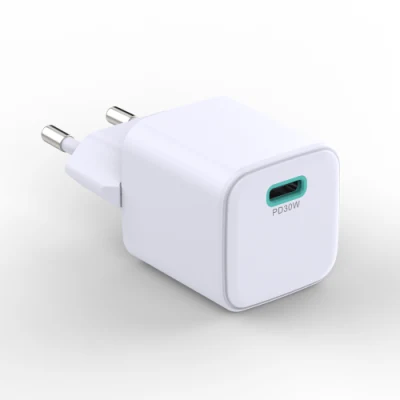 Carregamento rápido UE GaN 30W Mini carregador Pd 30W Adaptador de energia portátil Carregador rápido 30W GaN